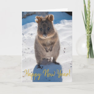 Carte Joyeux Nouvel An Cute Quokka sur la plage Australi