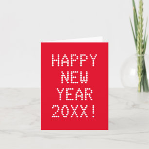 Carte Joyeux nouvel an rouge blanc texte personnalisé mo