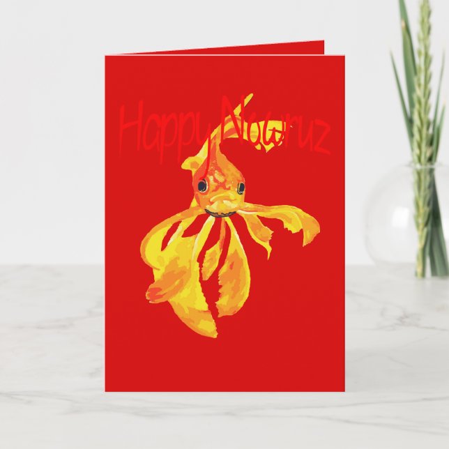 Carte Joyeux Nowruz Poisson Rouge Fantail (Devant)