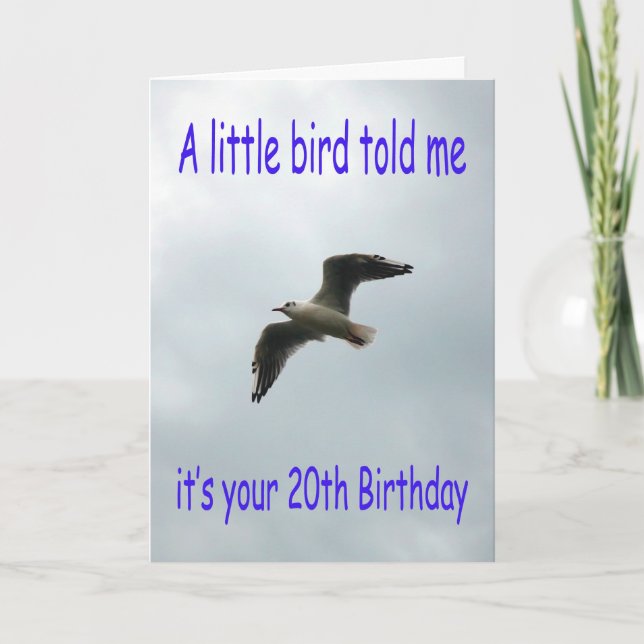 Carte Joyeux oiseau de mouette volant du 20e anniversair (Devant)