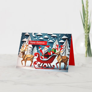 Carte Joyeux Origami de Noël Santa Claus GC