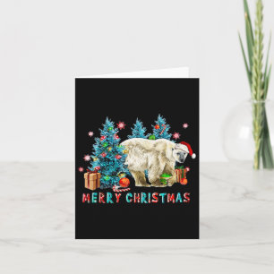 Carte Joyeux Ours Polaire De Noël Et Lumières D'Arbre No
