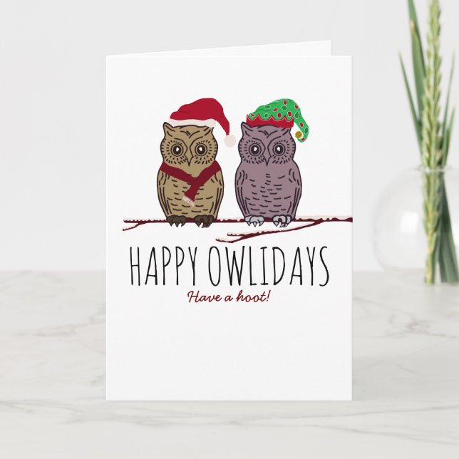 Carte Joyeux Owlidays, Festive (Devant)