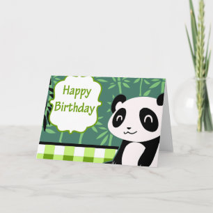 Carte Joyeux Panda en bambou vert d'anniversaire