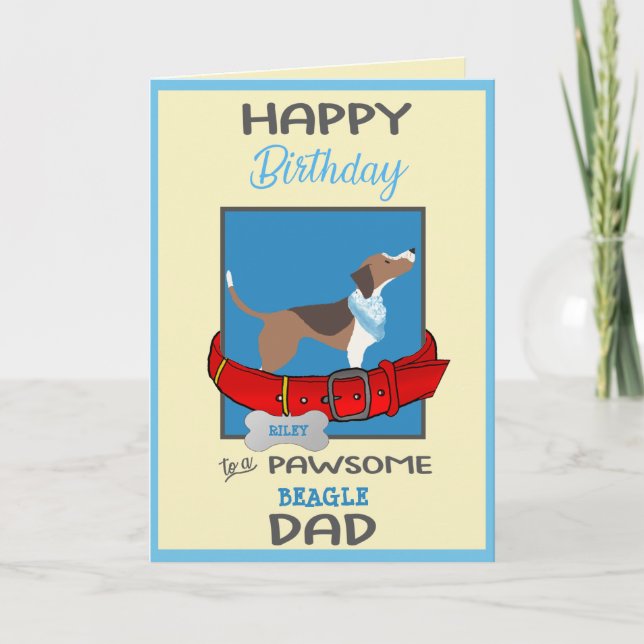 Carte Joyeux papa d'anniversaire de ton chien Beagle (Devant)
