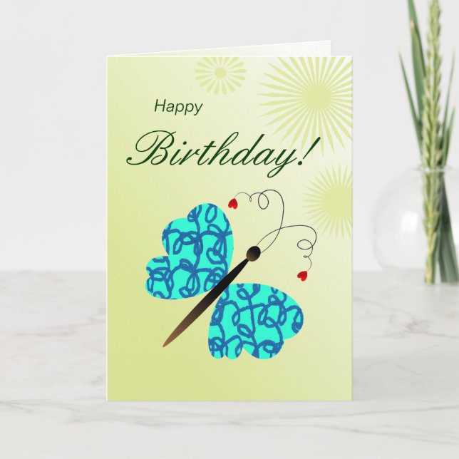 Carte Joyeux papillon d'anniversaire avec de belles étoi (Devant)