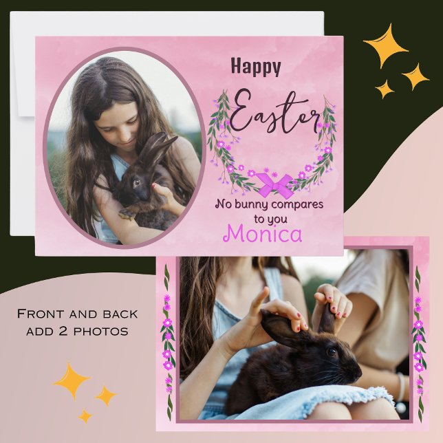 Carte Joyeux Pâques |Carte photo de Bunnies réels (Happy Easter _Real Bunnies Photo Card)