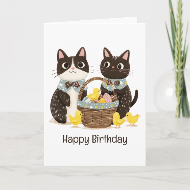 Carte Joyeux Pâques d'anniversaire Pâques Panier Pâques (Devant)