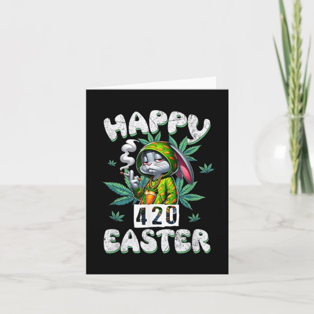 Carte Joyeux Pâques drôle Fumer lapin de Pâques Hommes F (Devant)