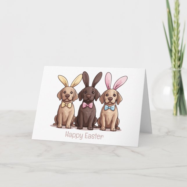 Carte Joyeux Pâques Labrador Retriever Chiens Bunny Ears (Devant)
