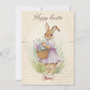 Carte Joyeux Pâques - Lapin avec Panier de Lavande