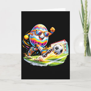Carte Joyeux Pâques Œuf Jouant au Football Amoureux Garç
