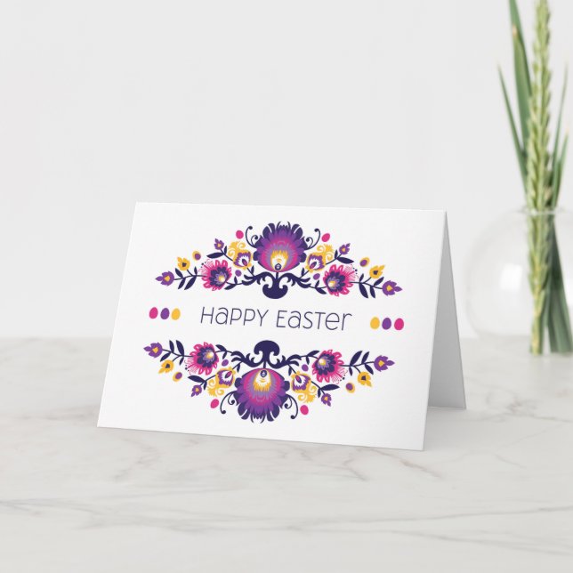 Carte Joyeux Pâques Salutations Folklore Texte personnal (Devant)