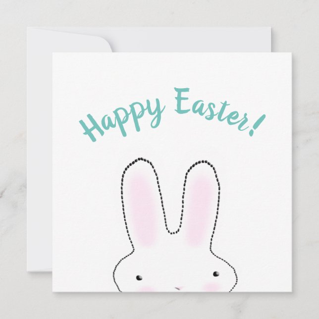 Carte Joyeux Pâques turquoise drôle lapin script personn (Devant)