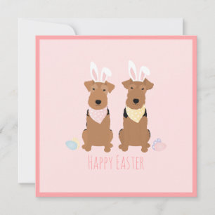 Carte Joyeux Pâques Welsh Terriers Chiens Lapin Oreilles