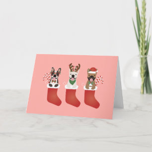 Carte Joyeux Pawlidays Bouledogues Français Noël