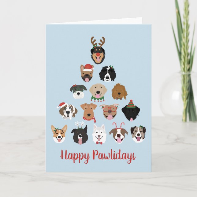 Carte Joyeux Pawlidays Chien Sapin de Noël (Devant)