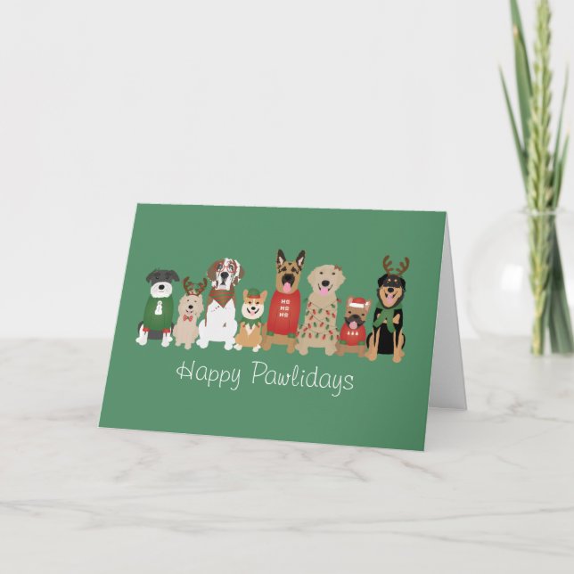 Carte Joyeux Pawlidays Chiens Red Green (Devant)
