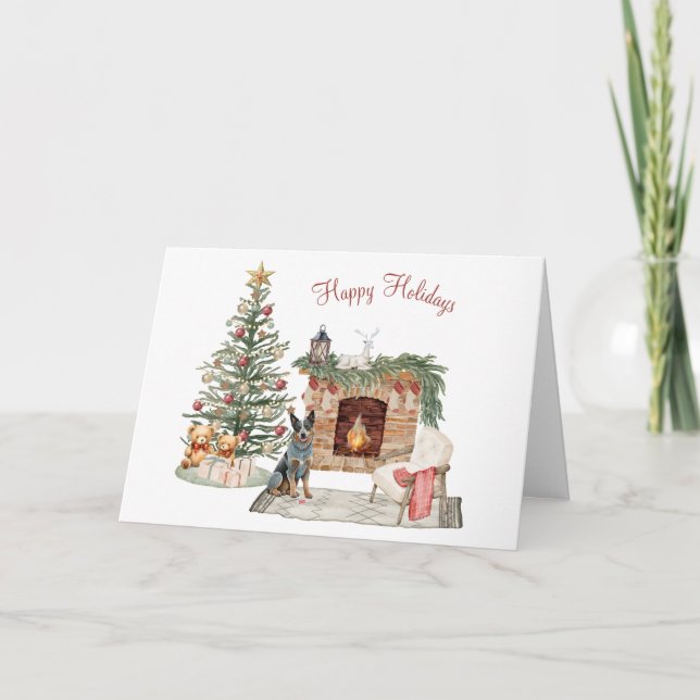 Carte Joyeux Pawlidays Design de chien - Bouvier Austral (Devant)