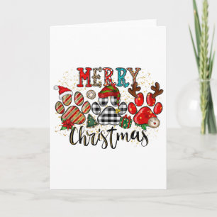Carte Joyeux Pawlidays Pattes de Chien Carreaux de Buffa
