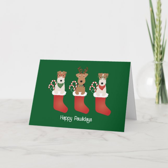 Carte Joyeux Pawlidays Welsh Wire Fox Terrier Chiens (Devant)