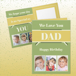 Carte Joyeux père d'anniversaire avec six photos jaune v