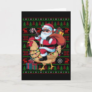 Carte Joyeux Père Noël Ridicule à Vélo sur un Oiseau de