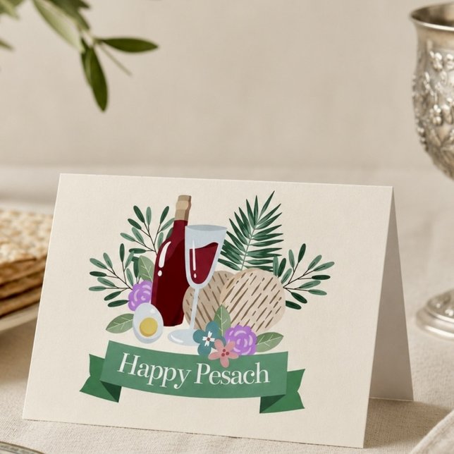 Carte Joyeux Pesach  Élégant Seder de Pâque (Créateur téléchargé)