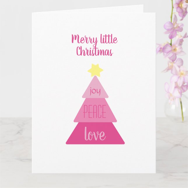 Carte Joyeux Petit Arbre de Noël Rose Chaud Simple migno (Orchidée)