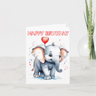 Carte Joyeux petit éléphant adorable