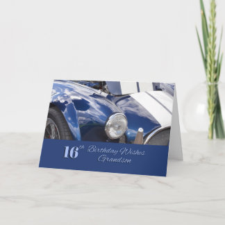 Carte Joyeux petit-fils du 16e anniversaire, voiture ble