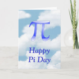 Carte Joyeux Pi Day Pi dans le ciel avec des nuages bleu