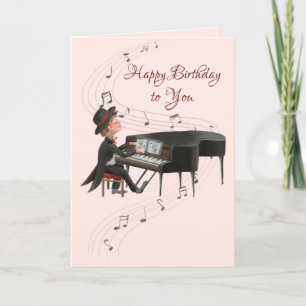 Carte Joyeux Piano Man Anniversaire chantant à sa femme