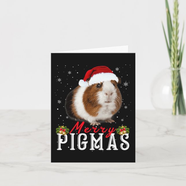 Carte Joyeux Pigmas Masque Visage Amusant Guinée Pig Noë (Devant)