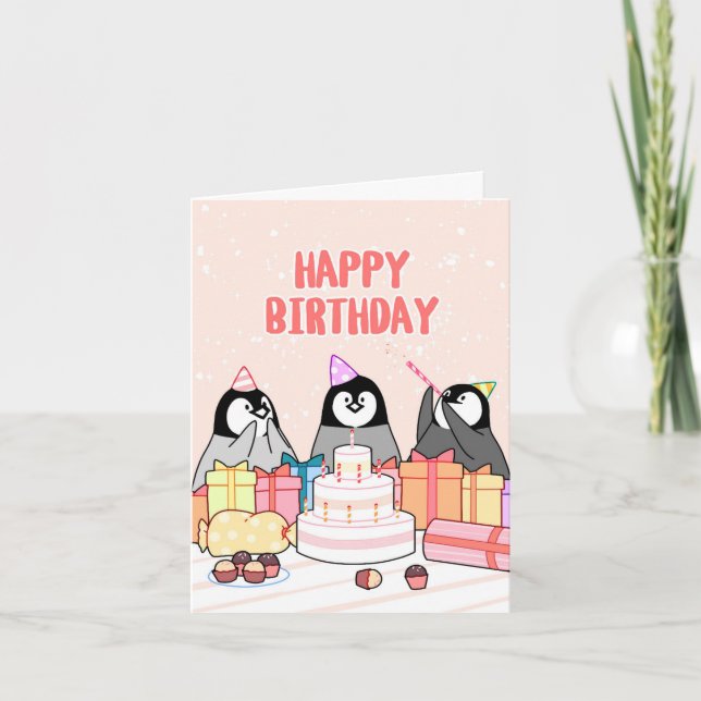 Carte Joyeux pingouins d'anniversaire (Devant)
