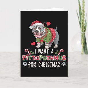 Carte Joyeux Pitmas Pitbull Chien J'adore Mon Pittopotam