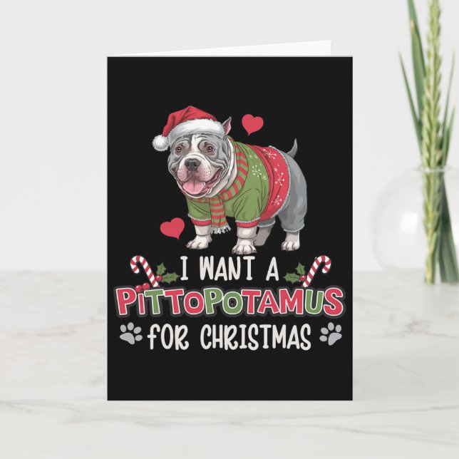 Carte Joyeux Pitmas Pitbull Chien J'adore Mon Pittopotam (Devant)