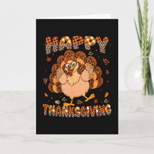 Carte Joyeux Plaid de Thanksgiving Léopard Dinde Gles Fe
