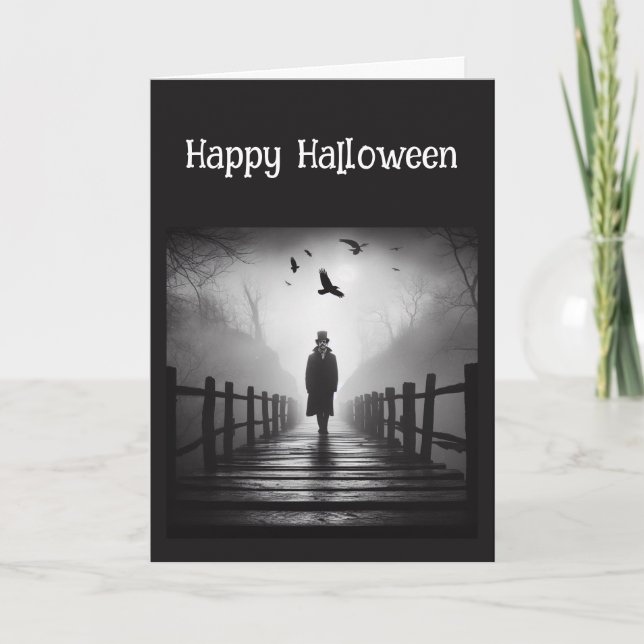 Carte Joyeux poème Halloween Edgar Allan Poe Raven (Devant)