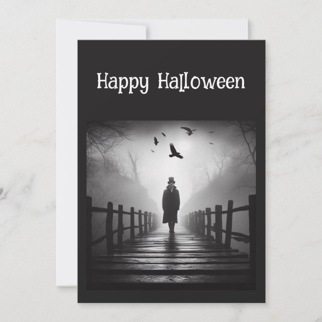 Carte Joyeux poème Halloween Edgar Allan Poe Raven (Devant)