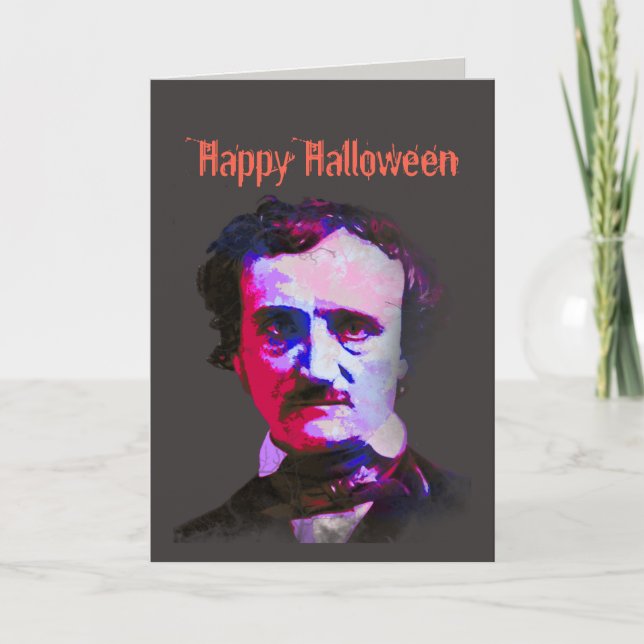 Carte Joyeux poème Halloween Edgar Allan Poe Raven (Devant)