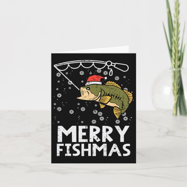 Carte Joyeux poisson pêche Noël papa hommes (Devant)