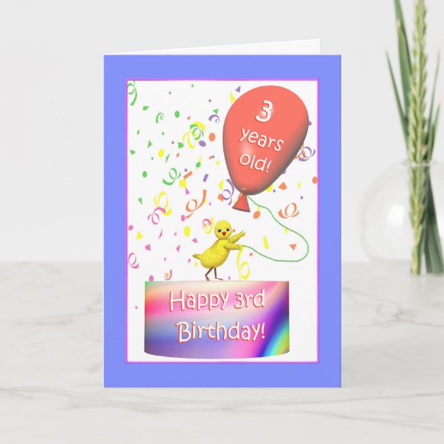 Carte Joyeux poulet du 3e anniversaire (Devant)