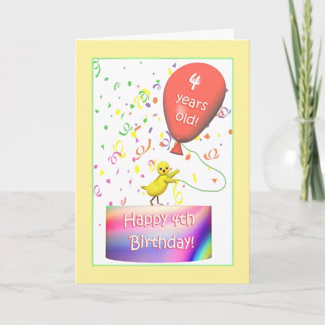 Carte Joyeux poulet du 4e anniversaire (Devant)