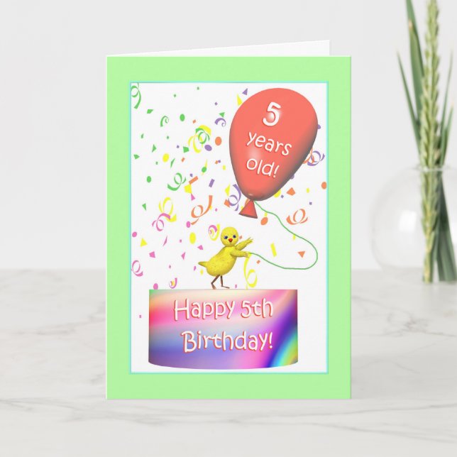 Carte Joyeux poulet du 5e anniversaire (Devant)