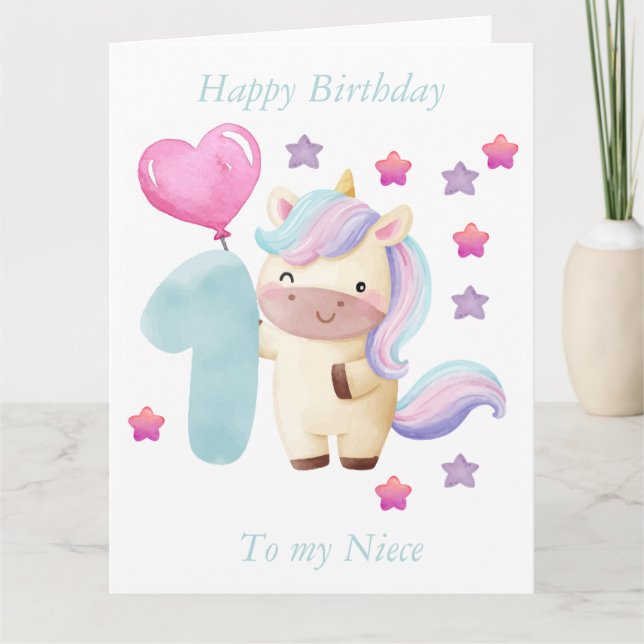 Carte Joyeux premier anniversaire à ma nièce" (Devant)