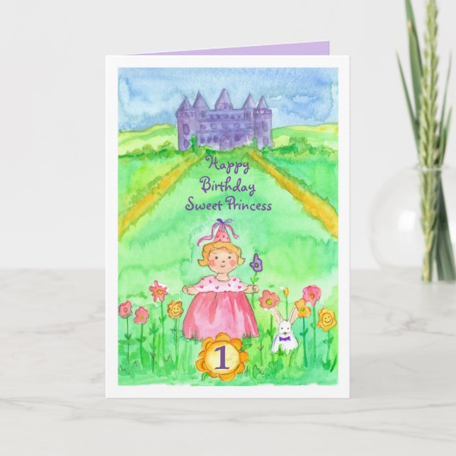 Carte Joyeux Premier Anniversaire Douce Princesse (Devant)