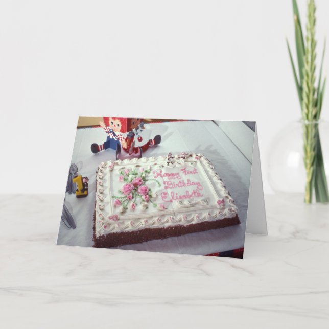 Carte Joyeux premier anniversaire Elisabeth (Devant)