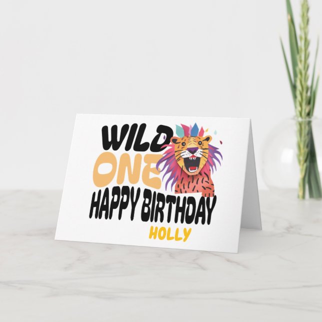 Carte Joyeux Premier Anniversaire Safari Thème 1ère Fête (Devant)