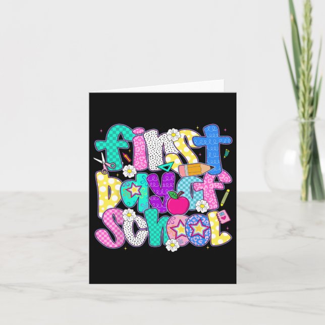 Carte Joyeux premier jour d'école professeur préppy enfa (Devant)